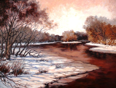 Original Oil Painting Blackhawk Winter