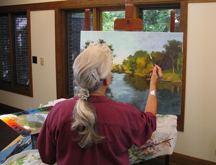 Suzanne at her easel