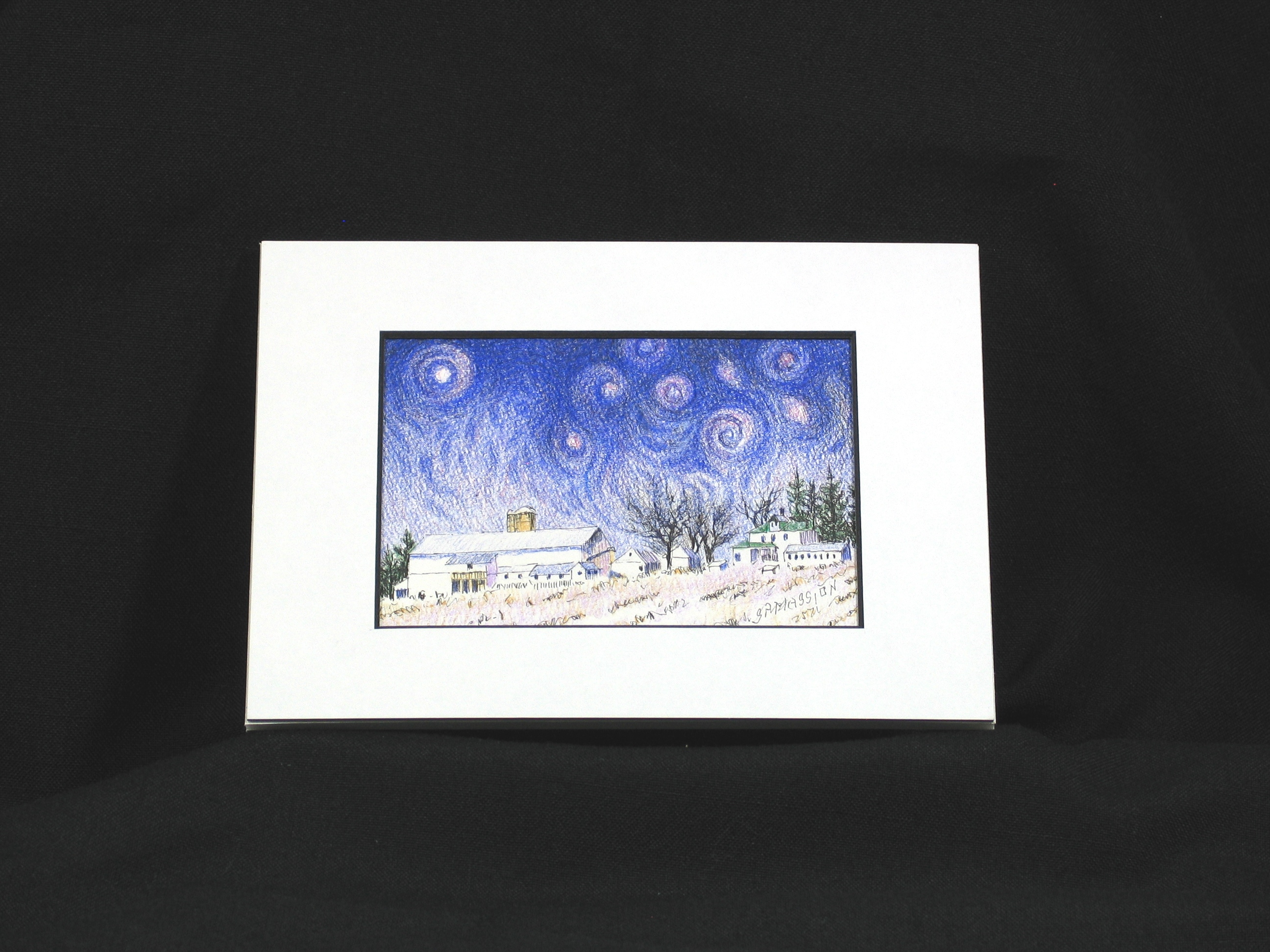 Starry Night Over Evergreen Farm Setting