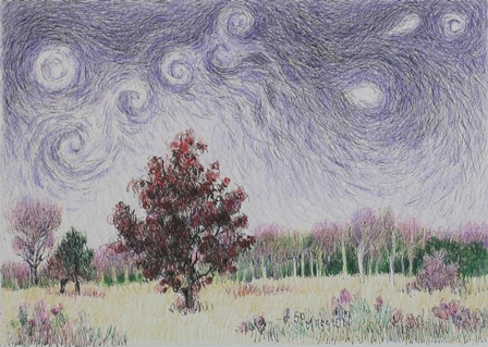 Starry Night Over One Scarlet Oak